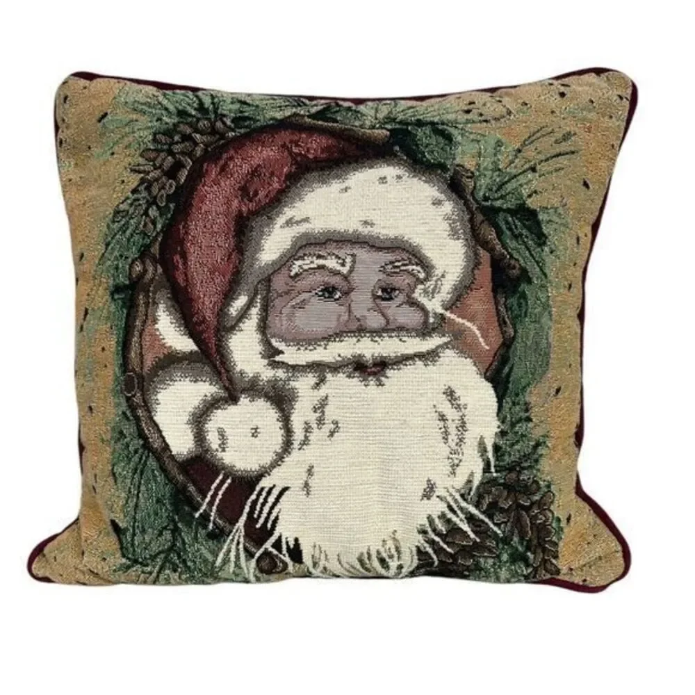 La France‎ Home Decorative Throw Pillow Tapestry Santa Clause Christmas Cushion